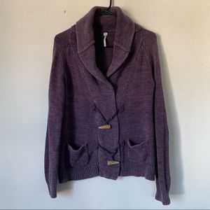 Margret O'Leary Purple Grandpa toggle cardigan
